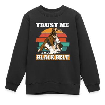 Jiu Jitsu Brésilien BJJ MMA Grappling - Sweat Premium enfant bio - noir - Devant - AI Model Kid Female (0cm)