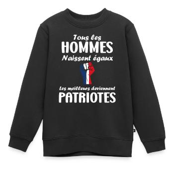 Homme patriotes - Sweat Premium enfant bio - noir - Devant - AI Model Kid Female (0cm)