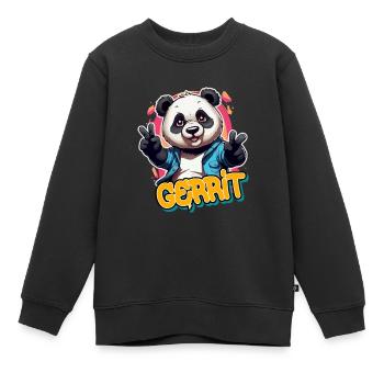 GERRIT - Schöner Jungen Name mit coolem Panda - Kinder Premium Organic Sweatshirt - Schwarz - Vorne - AI Model Kid Female (0cm)