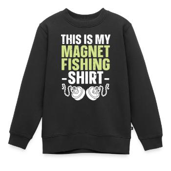 Pêche à l’aimant - Sweat Premium enfant bio - noir - Devant - AI Model Kid Female (0cm)