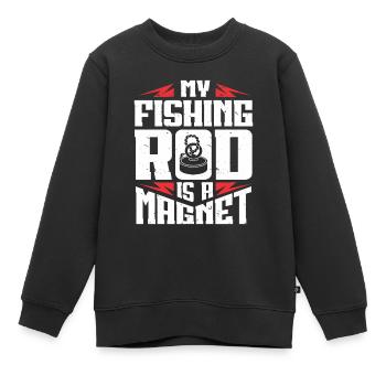 Pêche à l’aimant - Sweat Premium enfant bio - noir - Devant - AI Model Kid Female (0cm)