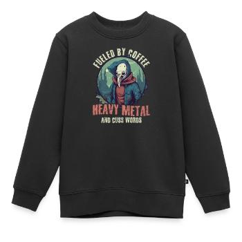 Rockmusik, befeuerter Kaffee, Heavy Metal, Schimpfwörter - Kinder Premium Organic Sweatshirt - Schwarz - Vorne - AI Model Kid Female (0cm)