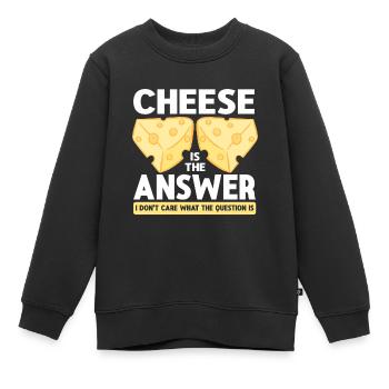 Amateur de fromage Cheese - Sweat Premium enfant bio - noir - Devant - AI Model Kid Female (0cm)