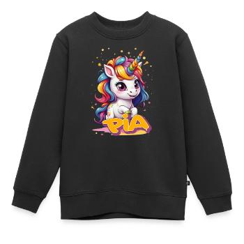 PIA - Beautiful girl name with cute unicorn - Kids Premium Organic Sweatshirt - black - Front - AI Model Kid Female (0cm)
