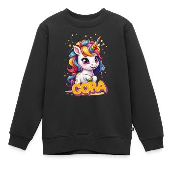 CORA - Beautiful girl name with cute unicorn - Kids Premium Organic Sweatshirt - black - Front - AI Model Kid Female (0cm)