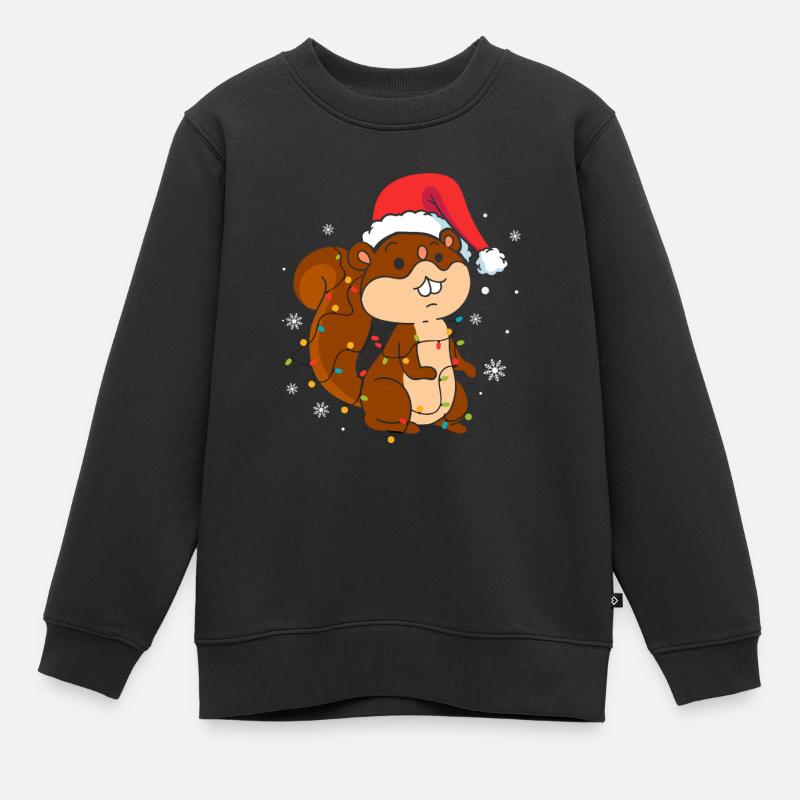 Eichhörnchen Weihnachten - Kinder Premium Organic Sweatshirt - Schwarz