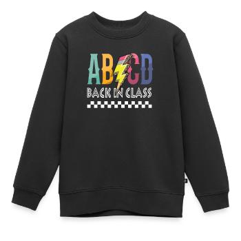 Inscription ABCD Retour en classe Premier jour d’école - Sweat Premium enfant bio - noir - Devant - AI Model Kid Female (0cm)