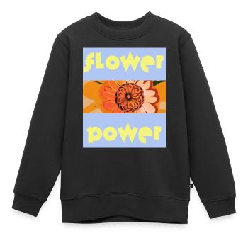 Blauer Himmel: Flower Power mit Orangenblüten - Kinder Premium Organic Sweatshirt - Schwarz - Vorne - AI Model Kid Female (0cm)
