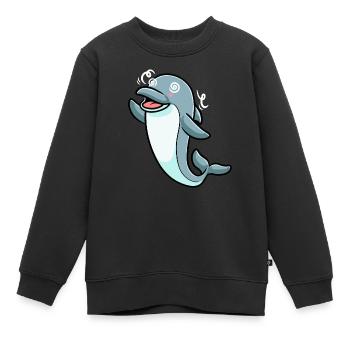 Émoticône de dauphin - Sweat Premium enfant bio - noir - Devant - AI Model Kid Female (0cm)