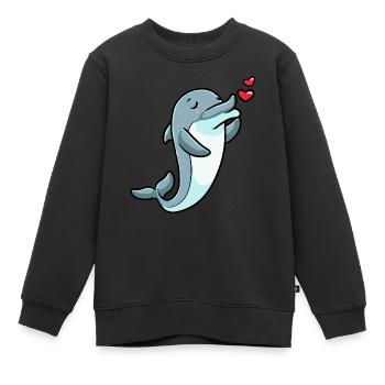 Émoticône de dauphin - Sweat Premium enfant bio - noir - Devant - AI Model Kid Female (0cm)