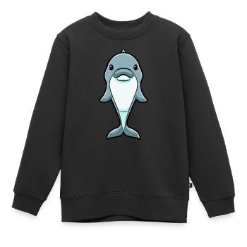 Émoticône de dauphin - Sweat Premium enfant bio - noir - Devant - AI Model Kid Female (0cm)
