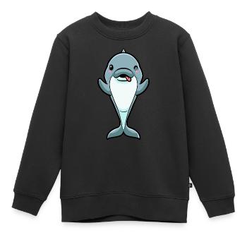 Émoticône de dauphin - Sweat Premium enfant bio - noir - Devant - AI Model Kid Female (0cm)