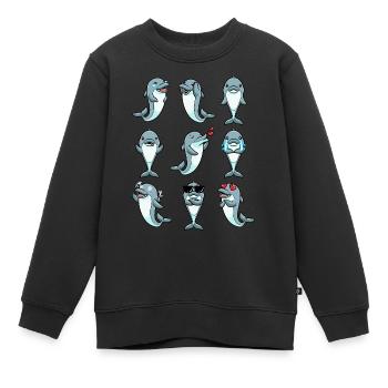 Émoticône de dauphin - Sweat Premium enfant bio - noir - Devant - AI Model Kid Female (0cm)