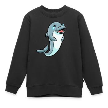 Émoticône de dauphin - Sweat Premium enfant bio - noir - Devant - AI Model Kid Female (0cm)