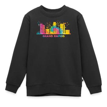 Ligne d’horizon de Grand Rapidian Grand Rapids - Sweat Premium enfant bio - noir - Devant - AI Model Kid Female (0cm)