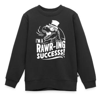 DINOSAURIER: ICH BIN EIN VOLLER ERFOLG - Kinder Premium Organic Sweatshirt - Schwarz - Vorne - AI Model Kid Female (0cm)