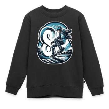 Skateboard Skater Design pour les garçons de 8 ans - Sweat Premium enfant bio - noir - Devant - AI Model Kid Female (0cm)