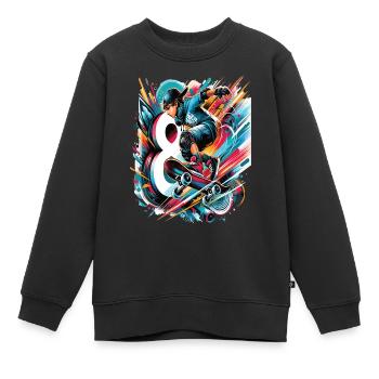 Skateboard Skater Design pour les garçons de 8 ans - Sweat Premium enfant bio - noir - Devant - AI Model Kid Female (0cm)