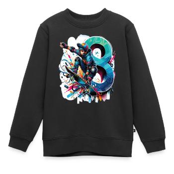 Skateboard Skater Design pour les garçons de 8 ans - Sweat Premium enfant bio - noir - Devant - AI Model Kid Female (0cm)