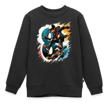 Skateboard Skater Design pour les garçons de 8 ans - Sweat Premium enfant bio - noir - Devant - AI Model Kid Female (0cm)