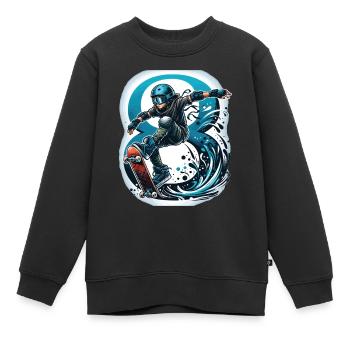 Skateboard Skater Design pour les garçons de 8 ans - Sweat Premium enfant bio - noir - Devant - AI Model Kid Female (0cm)