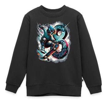 Skateboard Skater Design Für 8 Jahre Jungen - Kinder Premium Organic Sweatshirt - Schwarz - Vorne - AI Model Kid Female (0cm)