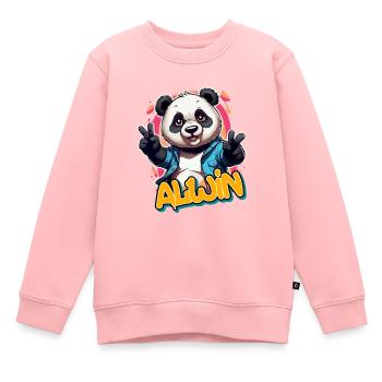 ALWIN - Handsome Boy Name with Cool Panda - Kids Premium Organic Sweatshirt - rose - Front - AI Model Kid Female (0cm)