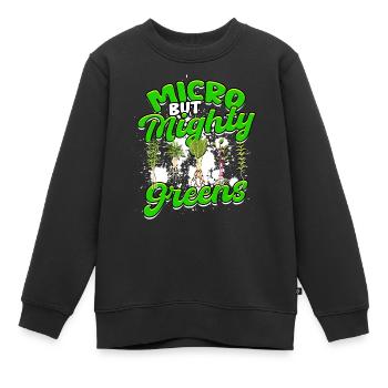 Micro-pousses Micro-vertes Micro mais puissantes vertes - Sweat Premium enfant bio - noir - Devant - AI Model Kid Female (0cm)