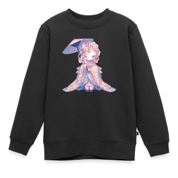 Licorne Kawaii Japonais - Sweat Premium enfant bio - noir - Devant - AI Model Kid Female (0cm)