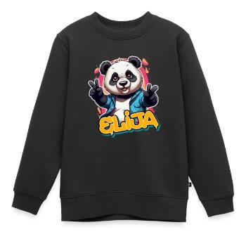 ELIJA - Schöner Jungen Name mit coolem Panda - Kinder Premium Organic Sweatshirt - Schwarz - Vorne - AI Model Kid Female (0cm)