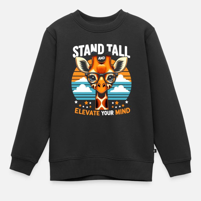 Smart Giraffe Stand tall & Elevate Your Mind - Kids Premium Organic Sweatshirt - black