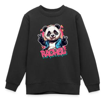 RACHEL - Schöner Mädchen Name mit coolem Panda - Kinder Premium Organic Sweatshirt - Schwarz - Vorne - AI Model Kid Female (0cm)