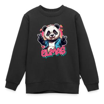 ELMAS - Beautiful Girl Name with Cool Panda - Kids Premium Organic Sweatshirt - black - Front - AI Model Kid Female (0cm)