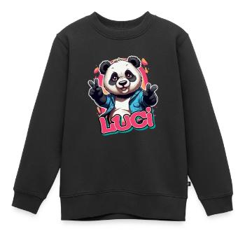 LUCI - Schöner Mädchen Name mit coolem Panda - Kinder Premium Organic Sweatshirt - Schwarz - Vorne - AI Model Kid Female (0cm)