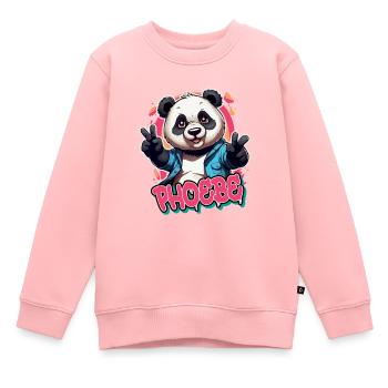 PHOEBE - Schöner Mädchen Name mit coolem Panda - Kinder Premium Organic Sweatshirt - Rosa - Vorne - AI Model Kid Female (0cm)