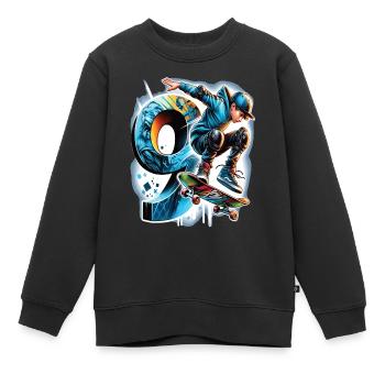 Skateboard Skater Design Für 9 Jahre Jungen - Kinder Premium Organic Sweatshirt - Schwarz - Vorne - AI Model Kid Female (0cm)