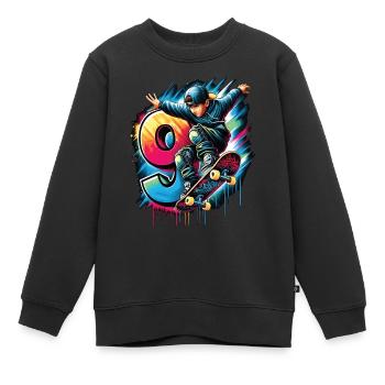 Skateboard Skater Design Für 9 Jahre Jungen - Kinder Premium Organic Sweatshirt - Schwarz - Vorne - AI Model Kid Female (0cm)