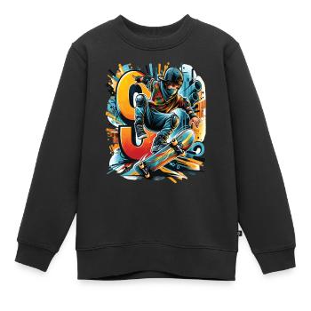 Skateboard Skater Design Für 9 Jahre Jungen - Kinder Premium Organic Sweatshirt - Schwarz - Vorne - AI Model Kid Female (0cm)