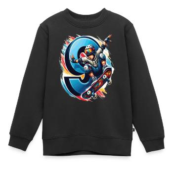 Skateboard Skater Design Für 9 Jahre Jungen - Kinder Premium Organic Sweatshirt - Schwarz - Vorne - AI Model Kid Female (0cm)