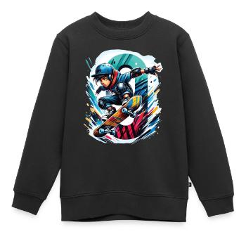 Skateboard Skater Design Für 9 Jahre Jungen - Kinder Premium Organic Sweatshirt - Schwarz - Vorne - AI Model Kid Female (0cm)