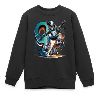 Skateboard Skater Design Für 9 Jahre Jungen - Kinder Premium Organic Sweatshirt - Schwarz - Vorne - AI Model Kid Female (0cm)