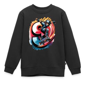 Skateboard Skater Design Für 9 Jahre Jungen - Kinder Premium Organic Sweatshirt - Schwarz - Vorne - AI Model Kid Female (0cm)