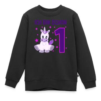 Einhorn Wunderland 1. Geburtstag - Kinder Premium Organic Sweatshirt - Schwarz - Vorne - AI Model Kid Female (0cm)