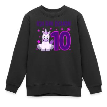 Licorne Glamour 10 ans de jubilation - Sweat Premium enfant bio - noir - Devant - AI Model Kid Female (0cm)