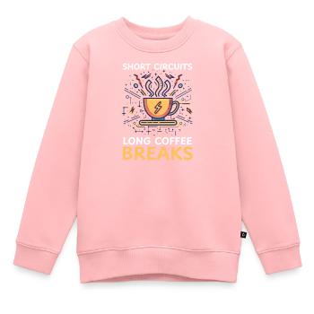 Pause-café sur les courts-circuits en génie électrique - Sweat Premium enfant bio - rose - Devant - AI Model Kid Female (0cm)