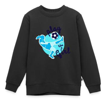 Frauenfußball - Kinder Premium Organic Sweatshirt - Schwarz - Vorne - AI Model Kid Female (0cm)
