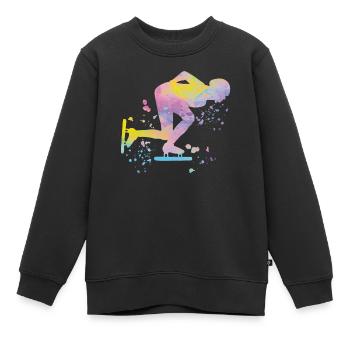 Patineur de vitesse Athlète Patinage de vitesse - Sweat Premium enfant bio - noir - Devant - AI Model Kid Female (0cm)
