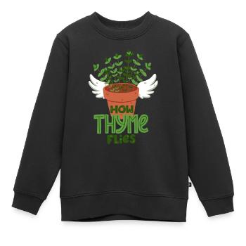 Thymian Wortwitz - Kinder Premium Organic Sweatshirt - Schwarz - Vorne - AI Model Kid Female (0cm)