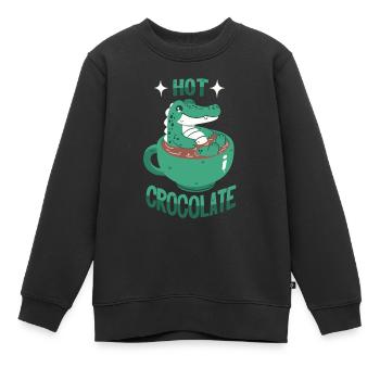 Crocodile au cacao - Sweat Premium enfant bio - noir - Devant - AI Model Kid Female (0cm)