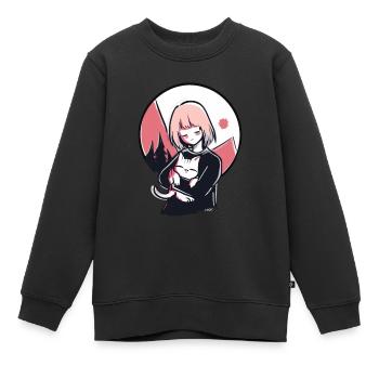 Just the Two of Us: A Girl and Her Cat - Kids Premium Organic Sweatshirt - black - Front - AI Model Kid Female (0cm)